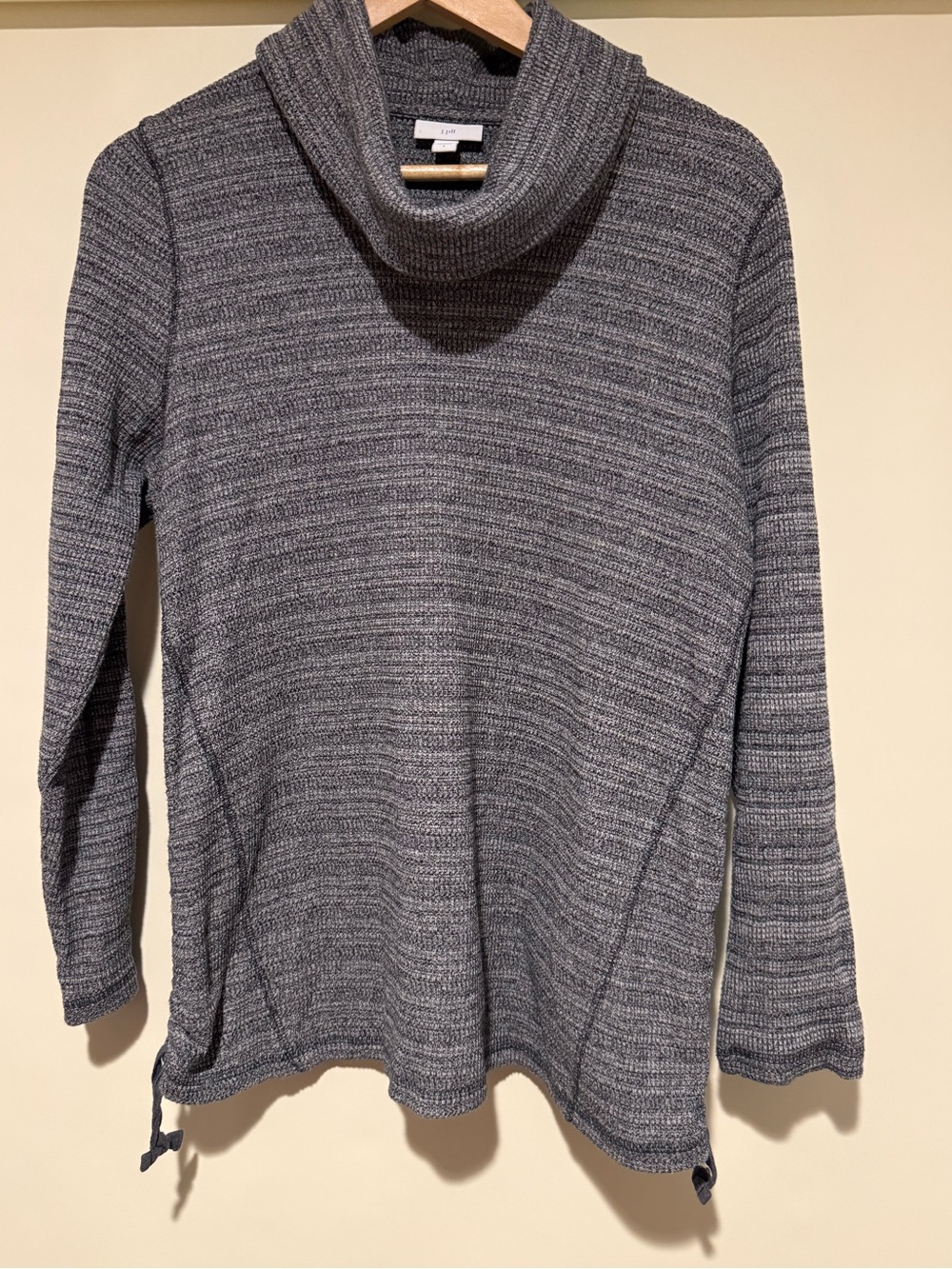 J. Jill Dark Gray Cowl Neck Cotton Long Sleeve Sweater Top, size L